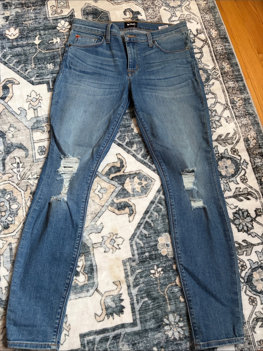 Hudson Women’s Light Blue Distressed Skinny Jeans